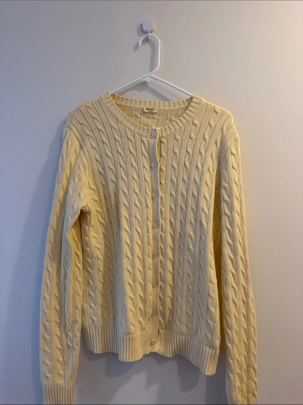 Brandy Melville Soft Pale Yellow Cable Cardigan